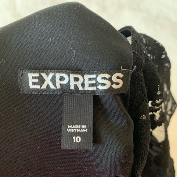 Express Black Fit & Flare Dress with Lace Detail 10 - Picture 8 of 12